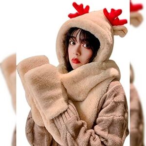 Reindeer Hat with Hand Pockets